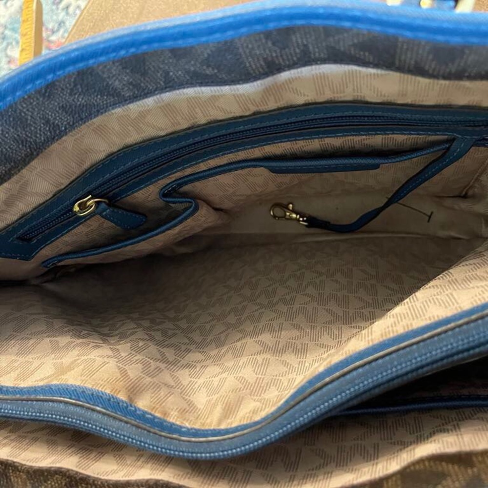 Michael Kors Brown and Blue Monogram Tote - Picture 9 of 15